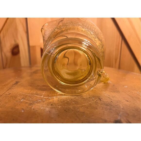 FEDERAL GLASS NORMANDIE BOUQUET & LATTICE YELLOW CREAMER - Picture 6 of 8